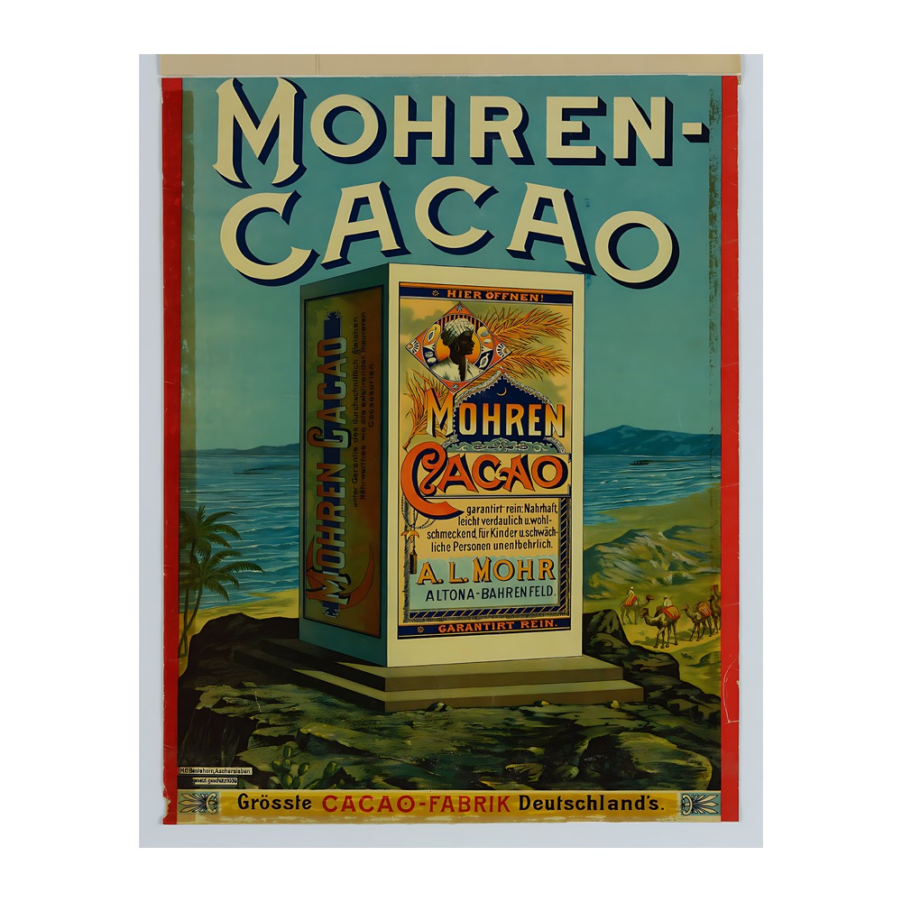 Mohren Cacao poster c. 1900-1915 - new reproduction fine art print mock 5