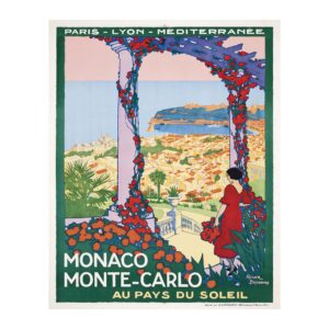 Monaco Monte-Carlo travel poster by Roger Broders (1922) - new reproduction fine art print mock 2