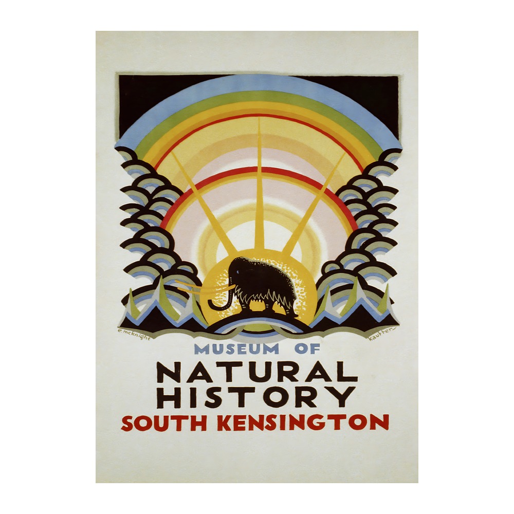 Museum of Natural History South Kensington poster (1923) - new reproduction fine art print mock