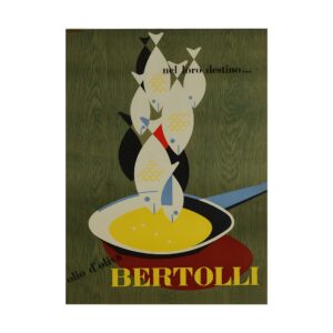 Olive Oil Bertolli poster by Erberto Carboni (1953) - new reproduction fine art print mock