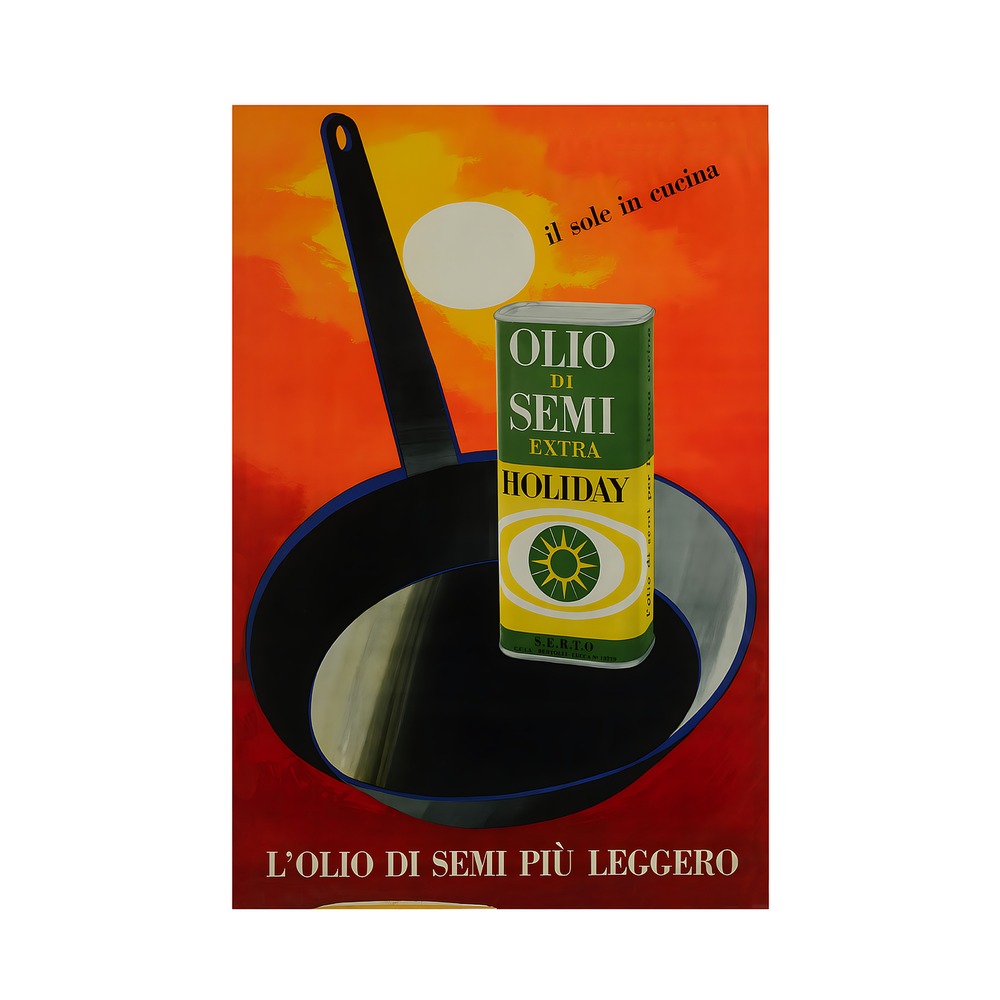 Seed Oil Bertolli poster by Erberto Carboni (1955-62) - new reproduction fine art print mock