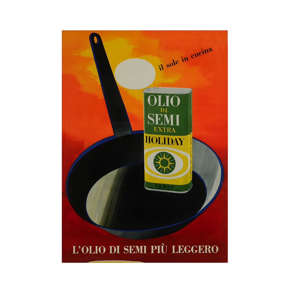 Seed Oil Bertolli poster by Erberto Carboni (1955-62) - new reproduction fine art print mock