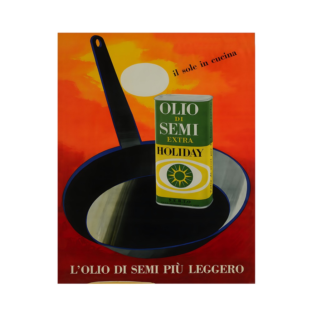 Seed Oil Bertolli poster by Erberto Carboni (1955-62) - new reproduction fine art print mock