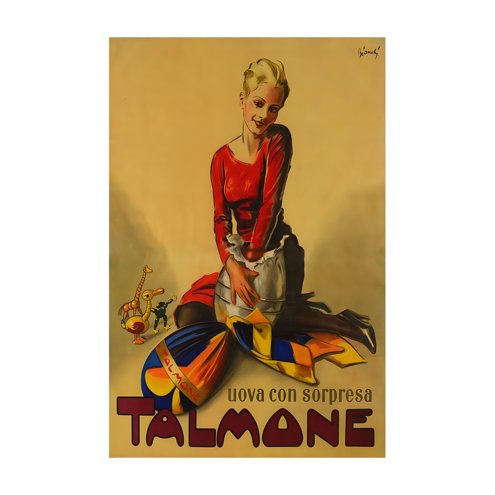 Talmone Chocolate Eggs poster by Alberto Bianchi (1932-33) - new reproduction fine art print mock