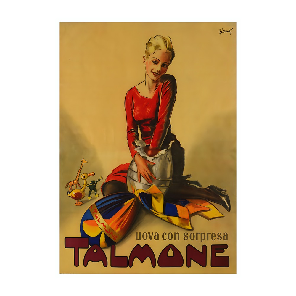 Talmone Chocolate Eggs poster by Alberto Bianchi (1932-33) - new reproduction fine art print mock