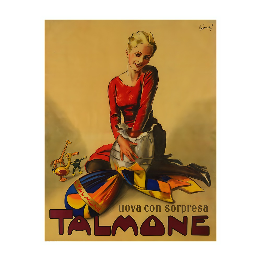 Talmone Chocolate Eggs poster by Alberto Bianchi (1932-33) - new reproduction fine art print mock