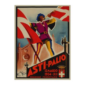 Italian travel poster of the Asti Palio by Filippo Romoli (1934) - new reproduction fine art print mock